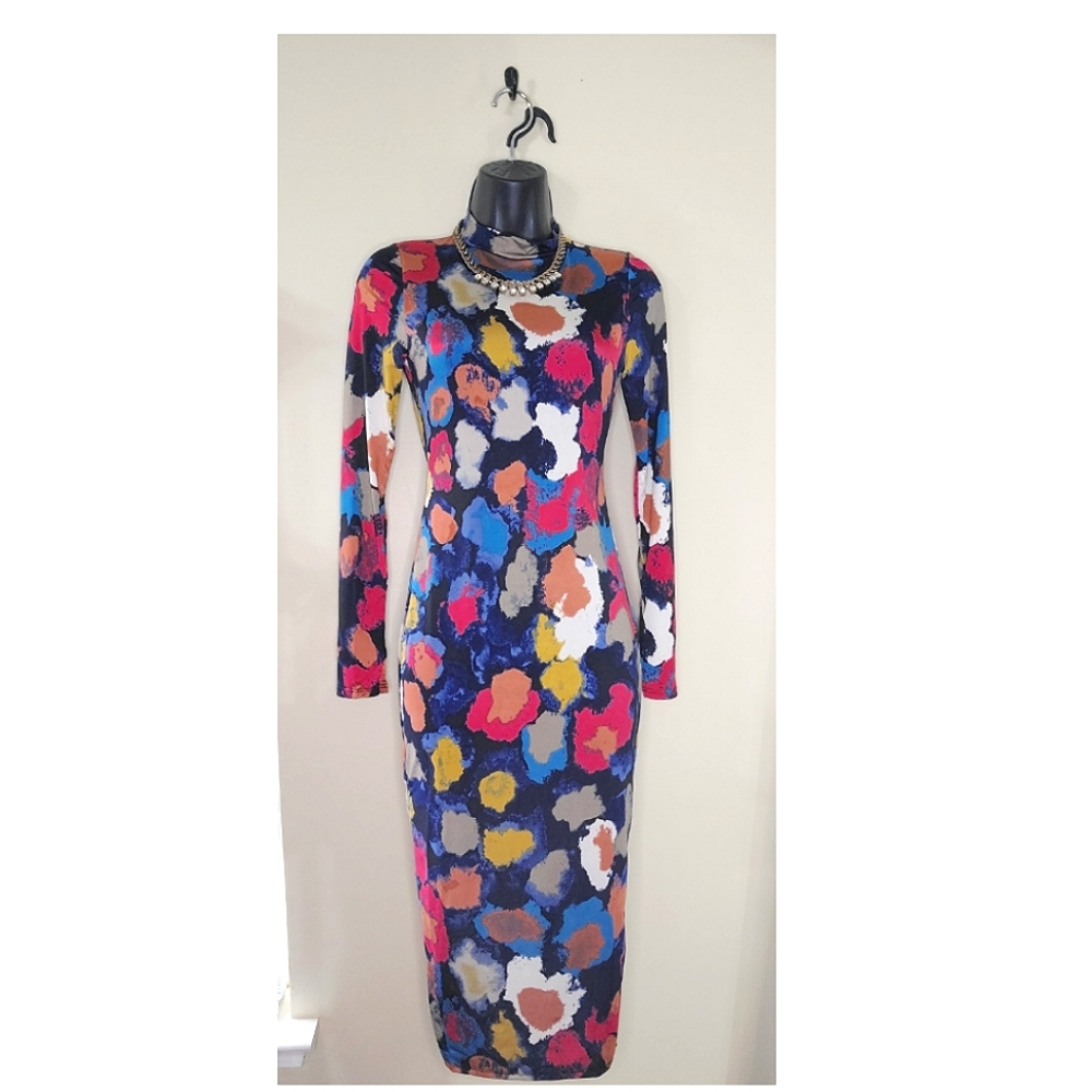"Paint Me Blue" Midi Dress